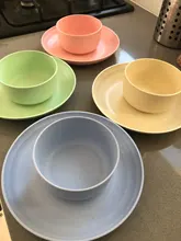 Tazón de alimentación de bebé para niños, plato de paja de trigo de grado alimenticio, plato redondo de Color sólido respetuoso con el medio ambiente, vajilla para niños, cuencos para recién nacidos CL5851