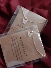 Collar con colgante de mariposa acrílico coreano para mujer, animal adorable, declaración, joyería con tarjeta de regalo