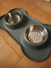 Cuenco antideslizante doble para perro con alfombrilla de silicona, cuencos de Alimentación de Mascotas duraderos de acero inoxidable Alimentador de agua para perros y gatos