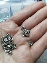 Cuentas de pétalos de flores chapadas en plata para fabricación de joyería, gorros, suministros de joyería, tapas de cuentas huecas, colgantes para joyería, 6mm, 100/200 Uds.
