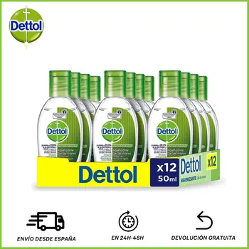 

Dettol hydroalcoholic Gel hand sanitizer 50ML * 12 PCs hand wash, alcohol Base 70%, various formats and Packs