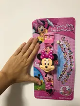 Minnie de Disney-relojes de proyección 3D para niños, figuras de anime de dibujos animados, con tapa, regalo para niñas