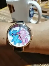 Nuevas de cuero puntada relojes de las mujeres reloj de cuarzo reloj de pulsera de dibujos animados chico regalo