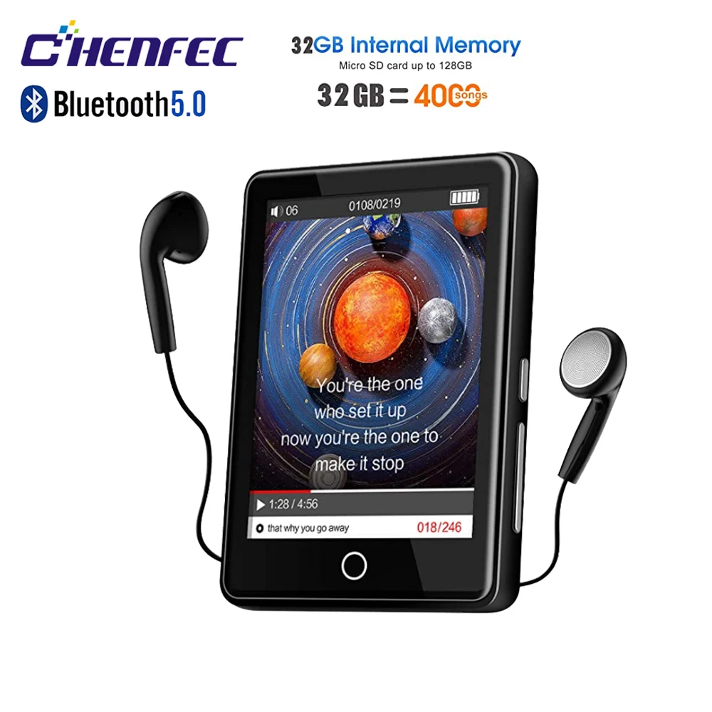 MP3-плеер Bluetooth 5 0 музыкальный плеер 2 4 дюйма сенсорный экран 32 Гб Встроенный