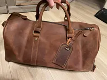 Bolso de viaje de cuero de Caballo Loco Natural para hombre, hecho a mano, con funda para zapatos