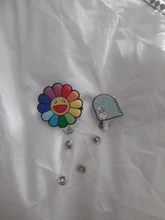 Enfermera-carrete de insignia retráctil con hermosas flores de silicona, 60cm, para estudiante, Enfermera, exposición, Tarjeta De Nombre, pecho, tarjeta de identificación, nuevo