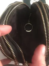 GO-LUCK-monedero de piel de vaca con cremallera para mujer, bolsa para cosméticos, lápiz labial, auriculares, 3 capas