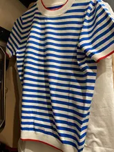 Knitted T-Shirt Tops Short-Sleeve Women Clothes Warmsway Striped Tees Woman Summer Casual