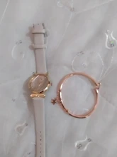 Conjunto de relojes con flores para mujer, pulsera de cuero, de cuarzo, informal, 2 uds.