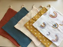 Toallas de muselina para bebés, paños faciales de mano, babero para Saliva, pañuelo, 54DA, 5 uds.
