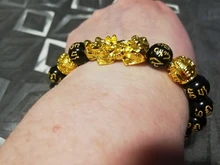 24 estilos Feng Shui de piedra obsidiana pulsera con cuentas hombres mujeres Unisex pulsera de Oro Negro Pixiu riqueza buena suerte pulsera de las mujeres