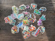 Pegatinas Retro de hipopótamo, etiquetas con diseño de autobús de amor y paz para coche, portátil, equipaje, Skateboards, diario, papelería, pegatina, 10/30/50 Uds.