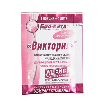 Bonifiers carbohydrate complex "Victoria" 5 GR, 60 gr, 150 gr to soften alcohol and neutralize toxins.
Bonifiers carbohydrate complex "Victoria" 5 GR, 60 gr, 150 gr to soften alcohol and neutralize toxins.