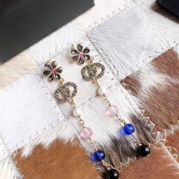 C1971 New European and American flower zircon earrings S925 silver needles dazzling letters beads fringe long earringsJD
C1971 New European and American flower zircon earrings S925 silver needles dazzling letters beads fringe long earringsJD