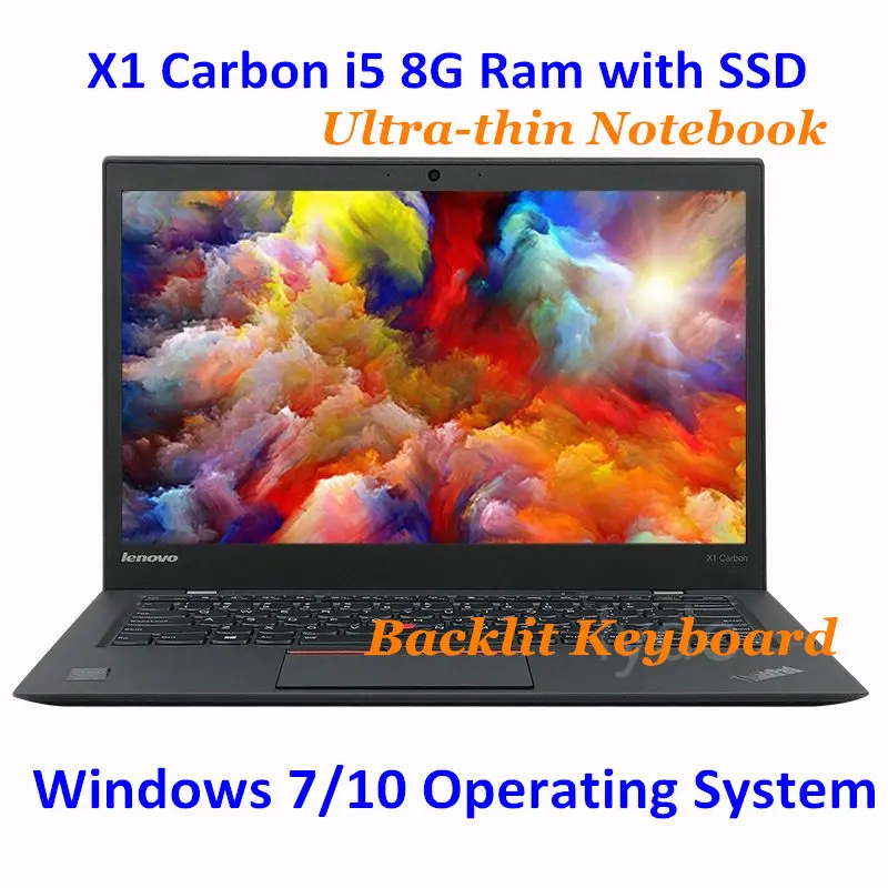 

Used Lenovo X1 ThinkPad Carbon I5-5200U I7-5600U 8GB Ram 14" IPS Screen Backlit Keyboard Windows 7/10 Laptop Diagnosis Pc Tablet