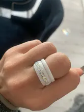 Anillos de cerámica de cristal Simple para mujer, alta calidad, estilo Simple, blanco y negro