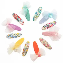 

6Pcs Printed Lace Hairpins Girl Women Barrette Hair Bows Banana Shape BB Clips Bobby Pin Hair Accessories Ponytail Holder