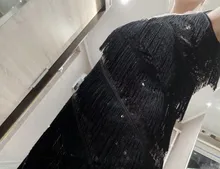 Vestido Vintage del gran Gatsby para mujer, vestido de lentejuelas de fiesta Vintage de los años 1920, camisola Sexy con cuello en V, vestido de flecos dorados, trajes de Flapper