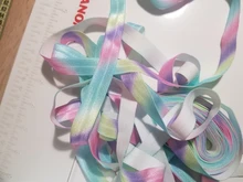 BRISTLEGRASS 5 Yard 5/8 15mm Pastel Rainbow Print FOE Fold Over Elastics Spandex Satin