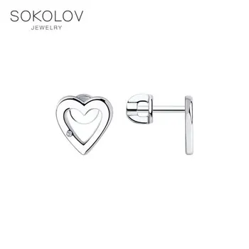 

Sokolov silver drop earrings with stones with diamonds, fashion jewelry, 925, women's male, long earrings