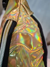 AIREEBAY-riñonera holográfica plateada para mujer, bolso de cintura brillante de viaje, a la moda para chicas, de cuero con holograma