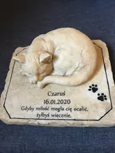 Personalizado recuerdo de gato piedras con un 3-D gato durmiendo en la parte superior de impresión de la pata al aire libre en el interior forGarden patio trasero marcadores de tumba
