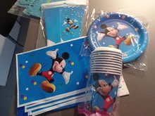 Suministros de vajilla desechable para Celebración de bebé, tema de Disney, Mickey Mouse, recuerdo para niños, fiestas, eventos, vasos, platos