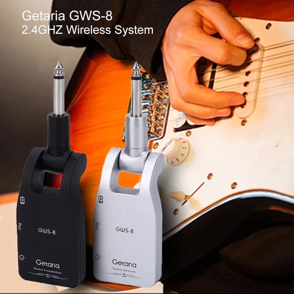 Getaria Wireless Guitar System 2.4G Audio Rechargeable Transmitter And Receiver for Electric Guitar Bass Guitars Amplifier Tools
Getaria Wireless Guitar System 2.4G Audio Rechargeable Transmitter And Receiver for Electric Guitar Bass Guitars Amplifier Tools