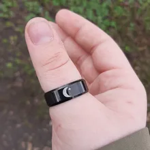 Letdiffery Luna Simple sol par anillos para amante negro de acero inoxidable de los hombres de las mujeres anillo de boda regalos del Día de San Valentín