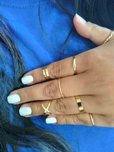 Conjunto de anillos minimalistas de plata y oro para mujer, sortija de nudillo con cristal geométrico Punk, joyería para dedos 2019