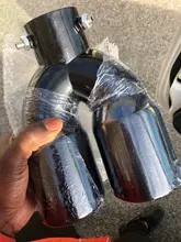 Silenciador de tubo de escape trasero de doble barril para coche, entrada Universal, salida de acero inoxidable, accesorios para coche