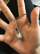 Llaveros de perla artesanal a la moda para hombre y mujer, llaveros colgantes de aleación, taza de café o té