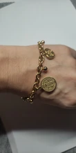 FINE4U B127 de acero inoxidable Rolo cadena pulsera corazón dije de monedas pulseras para hombres mujeres 2019 joyería religiosa