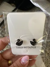 Pendientes de plata de ley 925 con forma de Cisne y perlas, joyería versátil con personalidad, a la moda, de Corea del Sur