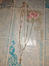 Collar con colgante de Cruz de Luna y cristal multicapa para mujer, cadena de acero inoxidable Vintage, Collar de joyería para mujer 2020