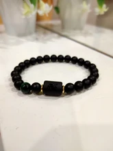Abalorios de piedra negra de 8mm para Hombre y mujer, pulsera de constelación de 12 pares, pulsera Masculina, joyería para Hombre