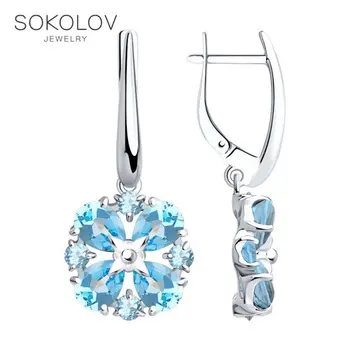 Drop Earrings with stones SOKOLOV silver with Topaz fashion jewelry 925 women's/men's, male/female, long earrings, women's male 
Drop Earrings with stones SOKOLOV silver with Topaz fashion jewelry 925 women's/men's, male/female, long earrings, women's male