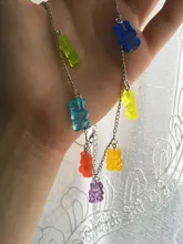 Collares de cadena de acero inoxidable para mujer y niña, collar con abalorio de oso de dibujos animados de Judy de color caramelo, joyería diaria, regalos de fiesta