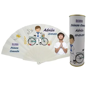 Sell You batch/personalized fan made from plastic rods with photo communion child drawing sailor with personalized tin
Sell You batch/personalized fan made from plastic rods with photo communion child drawing sailor with personalized tin