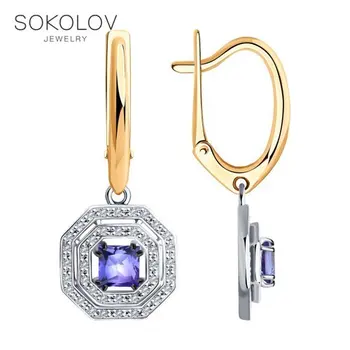 Sokolov drop earrings with stones in combined gold with diamonds and tanzanites, fashion jewelry, 585, women's male, long earrings
Sokolov drop earrings with stones in combined gold with diamonds and tanzanites, fashion jewelry, 585, women's male, long earrings