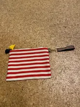 Bolso cosmético de la mujer rayas maquillaje carcasa organizador borla coreana bolsa cosmética Necesserie bolsa de aseo de viaje de caso de la belleza