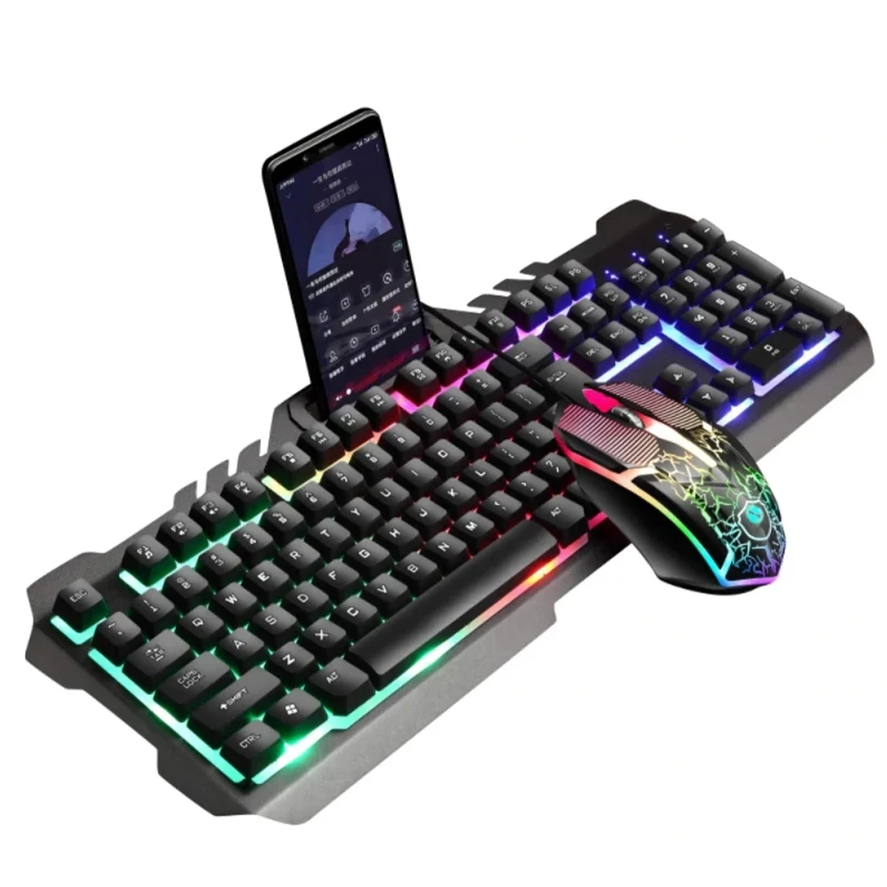 New Wired USB Mechanical Feel Gamer Gaming Keyboard Backlight RGB Keyboard 104Keys For Tablet Desktop Computer With Phone Holder
New Wired USB Mechanical Feel Gamer Gaming Keyboard Backlight RGB Keyboard 104Keys For Tablet Desktop Computer With Phone Holder