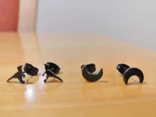 Jisensp-pendientes Punk de acero inoxidable para mujer, joyería de uso diario, aretes redondos, corazón, estrella, luna