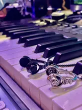 Collar de música de DJ con auriculares colgantes para hombre y mujer, cadena larga, joyería de Hip Hop, Rock, S110