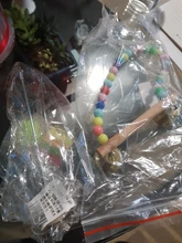 Swing-Toy Bird-Supplies Parrots Wooden Perch Beads Hanging Natural with Colorful