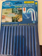 12/set palos Sani aceite de descontaminación de la cocina, baño, bañera desagüe limpiador de limpieza de alcantarillado Rod conveniente alcantarilla pelo claro