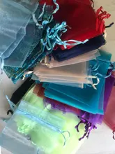 Lote de 100 bolsas de organza para joyas y regalos de 23 colores, bolsitas para regalos de boda, para navidad, para guardar dulces, embalaje de joyerías, 5*7 cm, 7*9 cm, 9x12cm