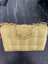 Bolso de hombro de lujo con solapa de cuero tejido para mujer, bandolera de marca de diseñador, con cadena gruesa, 2020