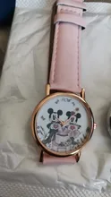 Zegarki-reloj de cuarzo con dibujos animados para mujer, nuevo accesorio de pulsera de cuero rosa con ratón