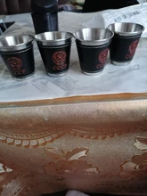 4 unids/lote 70ml Camping al aire libre vajilla de tazas suministros de Picnic de vino de acero inoxidable taza de cerveza tazas para whisky de cuero de la PU